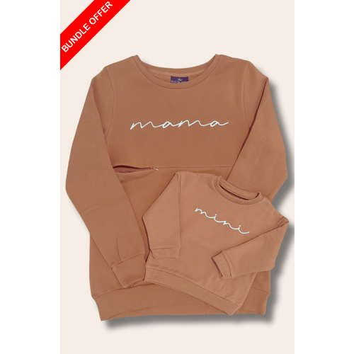 “Mama" and "Mini" Sweatshirt Bundle - Camel – Nursing Queen