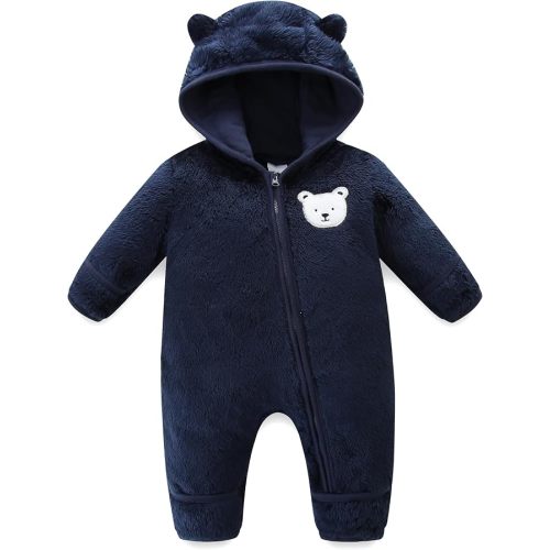 Babymine Baby Romper Infant Hooded Jumpsuit Long Sleeve Footed Onesie Outwear Outfits 12-18 months