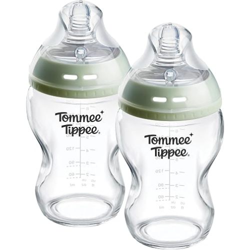 Tommee Tippee Natural Start Glass Baby Bottle, 9oz, 2 Count