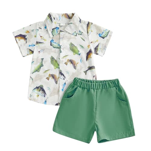 Toddler Baby Boy Clothes Summer Outfits Short Sleeve Button Down Shirt Tops + Solid Shorts Clothing Set