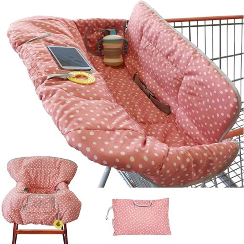 Suessie Shopping Cart Cover and High Chair Cover, Pink Dots