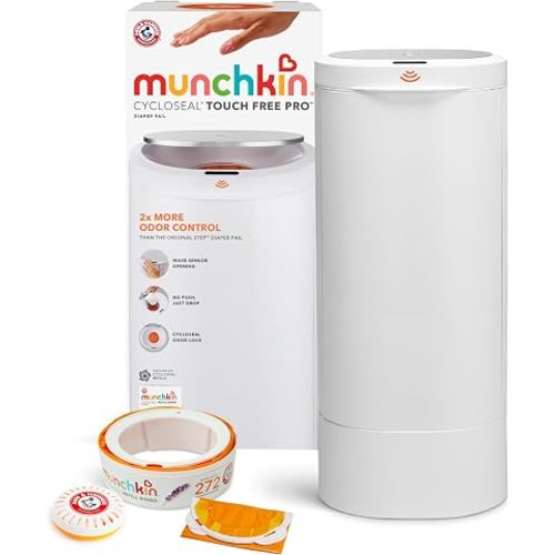 Munchkin CycloSeal Touch Free Pro Diaper Pail, Powered by Arm & Hammer