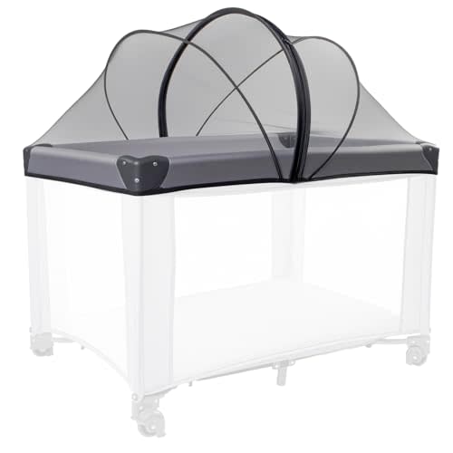 Mosquito Net for Pack N Play, Keep Cats Out, Netting Cover with 2-Way Zipper for Playpen, Foldable with Storage Bag, Black