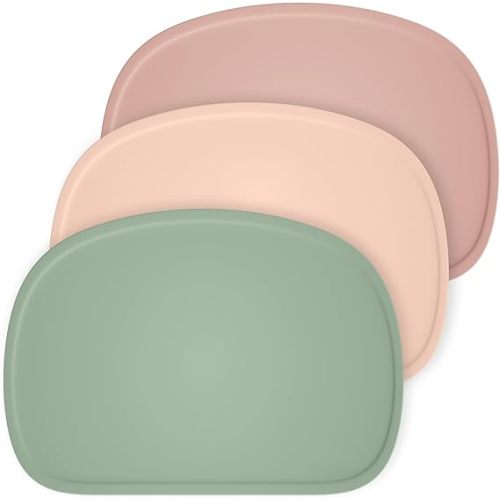 Cuddle Campus Silicone Placemat with Raised Edges for Kids,Toddlers,Babies, Non-Slip Table Setting Placemat for Dining,Come with String for Storage Set 3