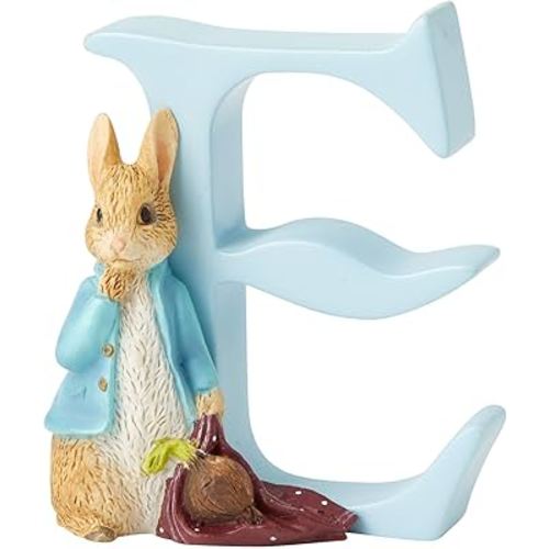 Enesco Beatrix Potter Alphabet Collection Letter E Peter Rabbit with Onion Figurine, 2.87 Inch, Multicolor