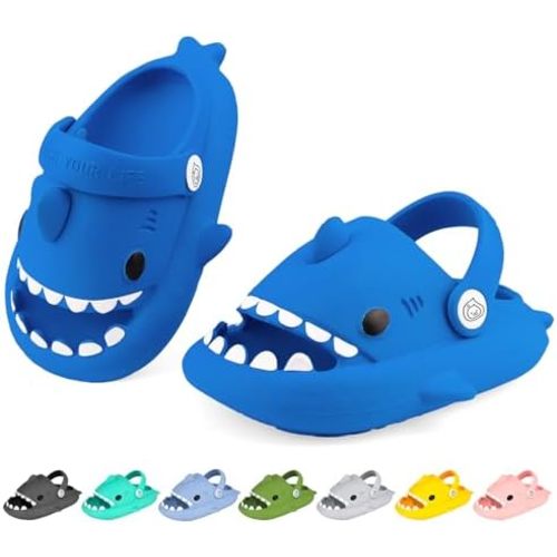 Kids Shark Cloud Slides | Boys Girls Slip On Sandals | Toddler Beach Slippers | Youth Fish Flip Flops Pool Shower Shoes