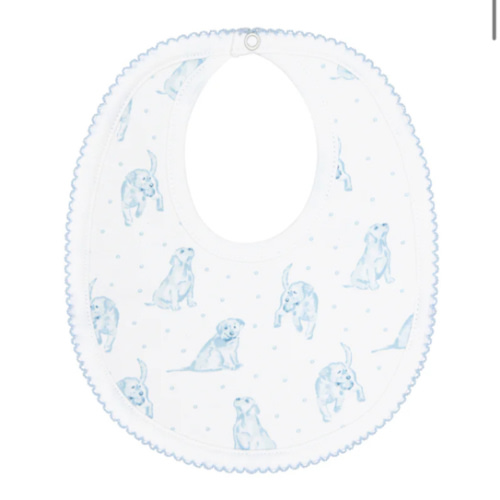 Blue Puppy Love Print Bib