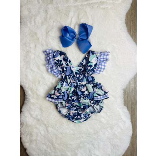 Baby Unicorn Mermaid Ruffled Romper + Matching Bow | Bowtism