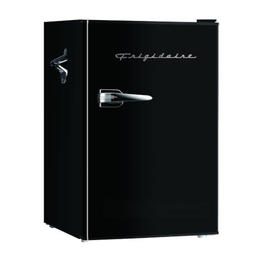 FRIGIDAIRE EFR376-BLACK 3.1 Cu Ft Black Retro Bar Fridge with Side Bottle Opener