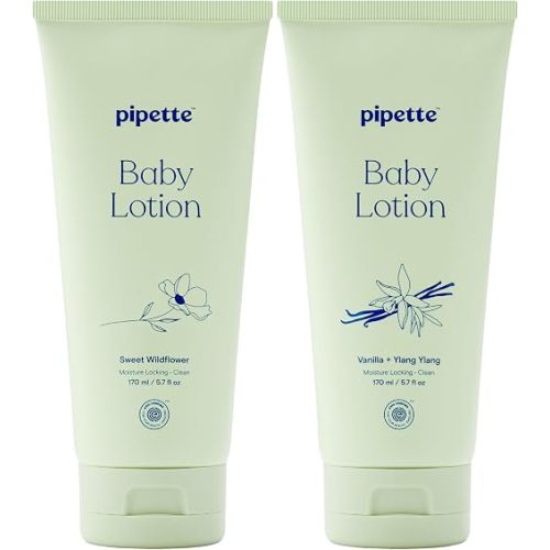 Pipette Baby Lotion Scented Discovery Duo, Pack of 2, Includes Sweet Wildflower and Vanilla + Ylang Ylang Scents, Baby Lotion for Newborn, Sensitive Skin, and Kids, Non-Toxic and Hypoallergenic