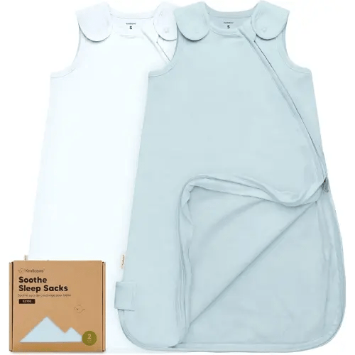 2-Pack Organic Baby Sleep Sacks, 100% Cotton - Soft & Breathable 0.5TOG Baby Wearable Blanket, Toddler Sleeping Sack 0-6 Months, Easy to Wear Transitional Swaddles for Newborns, Infants (Glacier, S)