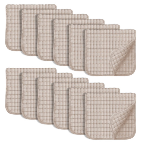 SWEET DOLPHIN 12 Pack Muslin Burp Cloths Large 100% Cotton Hand Washcloths for Baby - Baby Essentials Extra Absorbent and Soft Boys & Girls Milk Spit Up Rags for Newborn Registry - Brown, 20" X10"