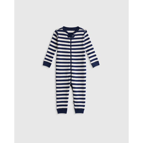 100% Organic Cotton One Piece Pajama - Baby in Navy Stripe