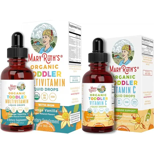 USDA Organic Multivitamin with Iron for Toddlers & USDA Organic Vitamin C Liquid Drops for Toddlers Bundle by MaryRuth's | Immune Support & Overall Wellness | Vegan | Non-GMO | Gluten Free