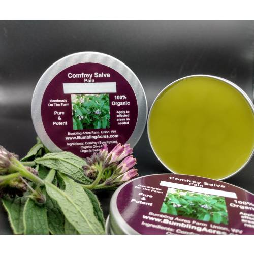 Comfrey Salve, Double Infused, Organic, Handmade Small Batches