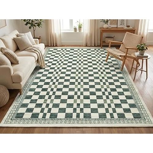 GarveeHome 5x7 Washable Rug for Living Room Contemporary Sage Green