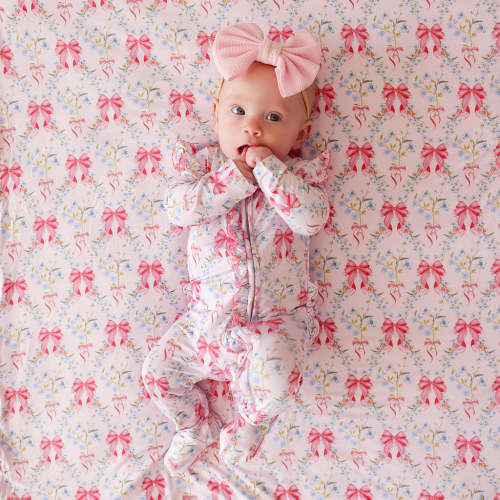 Harriet Picot Footie Ruffled Zippered One Piece