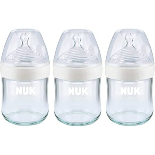 NUK Simply Natural Glass Baby Bottles, 4 oz, 3 Pack - 3 Count (Pack of 1) - New for 2020