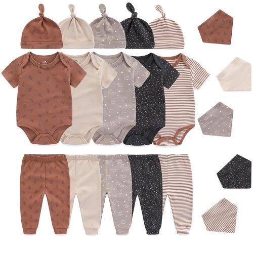 Ecojoy Combinaison à manches courtes pour bébé - Ensemble de vêtements 20 pièces pour garçons et filles