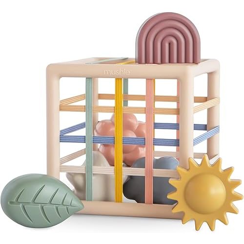 mushie Elastic Shape Sorter | Educational Learning Toy for Kids with 6 Shapes (10 Months+)