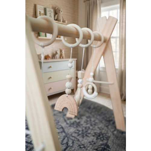 Foldable Wooden Baby Gym – Montessori Infant Activity Play Frame for Newborn Development & Nursery Playtime