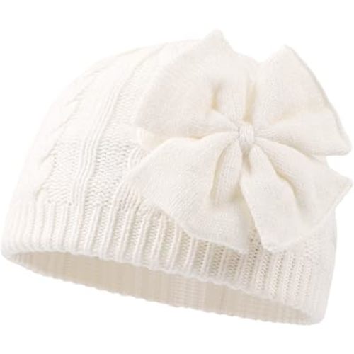 JANGANNSA Winter Warm Knit Baby Hat Girls Cotton Lined Hat Bow Girls Beanie