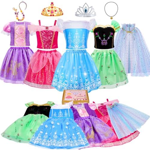 Meland Princess Dress Up Trunk for Girls 3-8, 16PCS Princess Toys Set, Pretend Play Gift for Birthday, Christmas, Halloween
