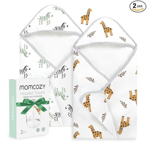 Momcozy Best Wishes Baby Towel with Hooded-Original Design Baby Towel Set -Soft & Absorbent- Shower Gifts or Bath Essential for Infant, Newborn, Toddler