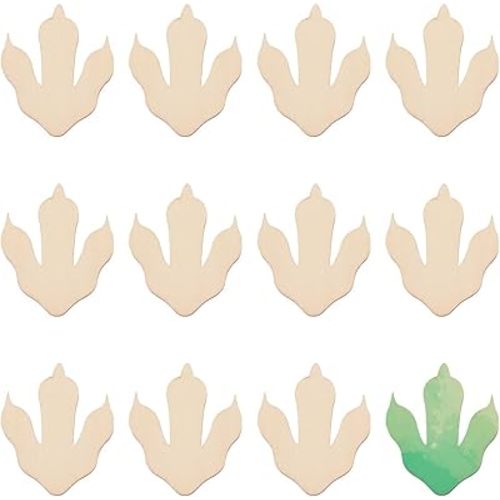 OLYCRAFT 12Pcs Wooden Dinosaur Foot Prints 3.5x3x0.3inch Unfinished Blank Wood Cutouts Slices Natural Claw Shape Unfinished Wood DIY Crafts Dinosaur Foot Print Wood Craft for Home DIY Projects Craft