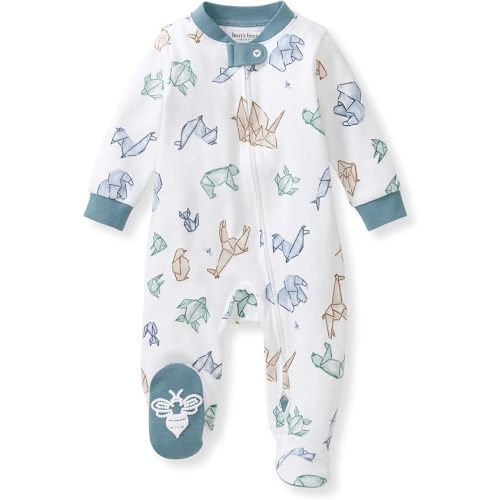 Burt's Bees Baby Boys Sleep and Play PJs, 100% Organic Cotton One-Piece Zip Front Romper Jumpsuit Pajamas