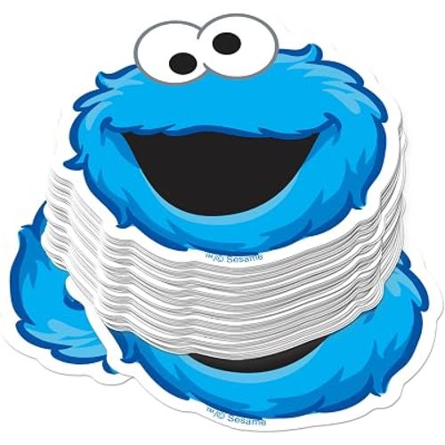Sesame Street Cookie Monster Face Stacked 50ct Vinyl Sticker Pack – Large Waterproof Die-Cut Stickers for Laptop, Water Bottle, Scrapbooking, Tablet – Cookie Monster Face Variety Set