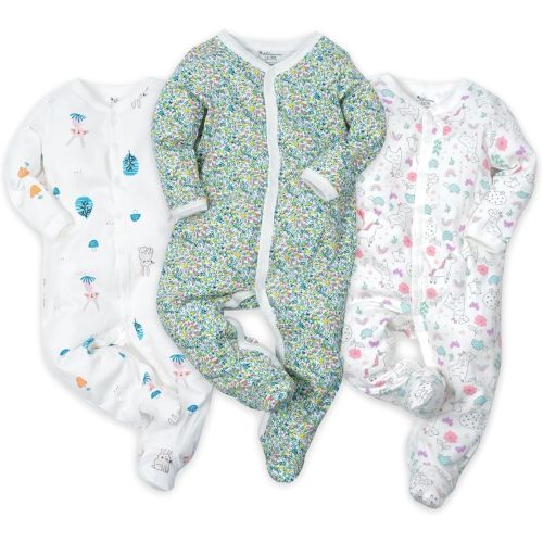 Baby Boys Girls Cotton Footies Multi Pack Long Sleeve Baby Footed One-Piece Jumpsuit Multi Pack