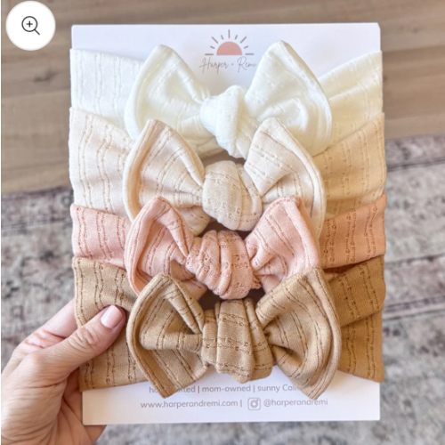 Sugar & Spice Basics (Neutral + Blush) | Pointelle Baby Bow Bundle | Harper + Remi