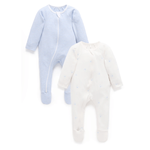 Blue Bear 2 Pack Zip Growsuit (newborn)