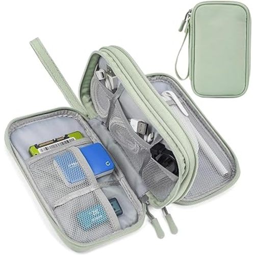 Electronic Organizer Travel Cable Accessories Bag,Electronic Organizer Case,Electronic Accessories Organizer Bag for Power Bank, Charging Cords, Chargers, Mouse, USB Cable, Earphones (Mint Green)