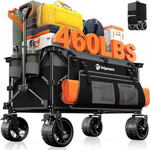 Collapsible Wagon Cart Foldable, Grey&Black