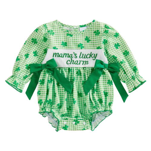 Staki Newborn Baby Girl Outfit Toddler Sweatshirt Romper Long Sleeve Onesie Infant Fall Clothes Saint Patrick Baby Kleidung(Green,18M)