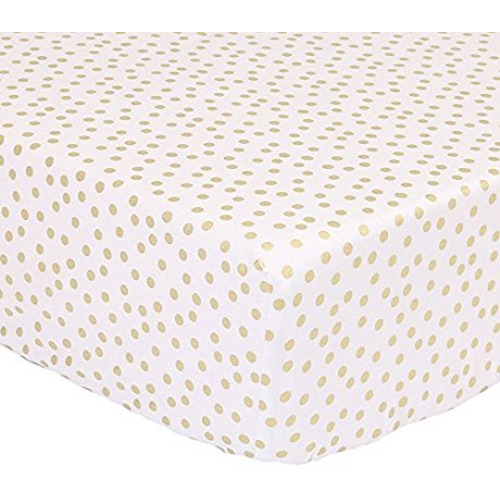 Gold Zig Zag Print 100% Cotton Sateen Fitted Crib Sheet by The Peanut Shell