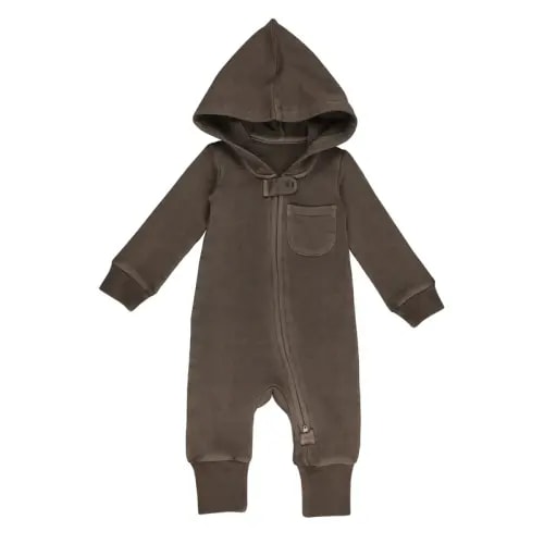 Loved Baby Organic Cozy Zipper Romper - Bark