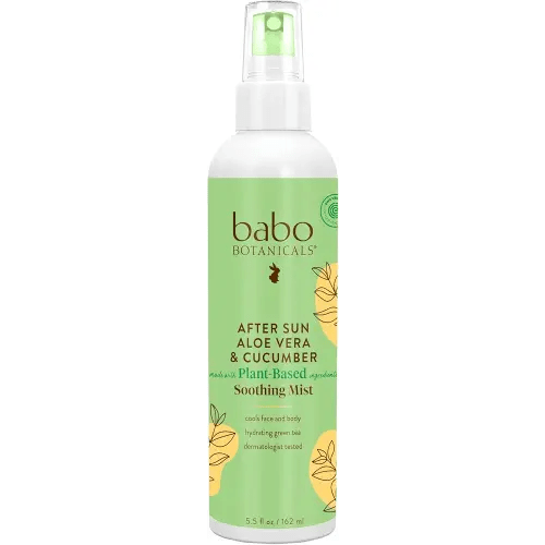 Babo Botanicals After Sun Soothing Mist - Aloe Vera & Cucumber - For Face, Body & Sensitive Skin - Non-Aerosol - No-touch application - EWG Verified - Alcohol-Free - Scented with cucumber extract