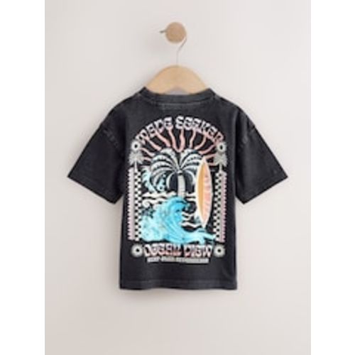 Buy Black Acid Wash Surf Club Oversized Short Sleeve Back Print T-Shirt (3mths-7yrs) from Next USA