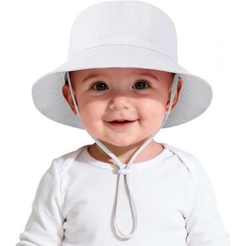 Zando UPF 50+ Baby Girl Boy Sun Hat Sun Protection Toddler Bucket Hat Newborn Adjustable Breathable Mesh Infant Beach Cap