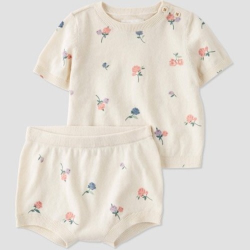 Little Planet by Carter’s Organic Baby Girls' 2pc Knit Coordinate Set - Floral, Size: 9M