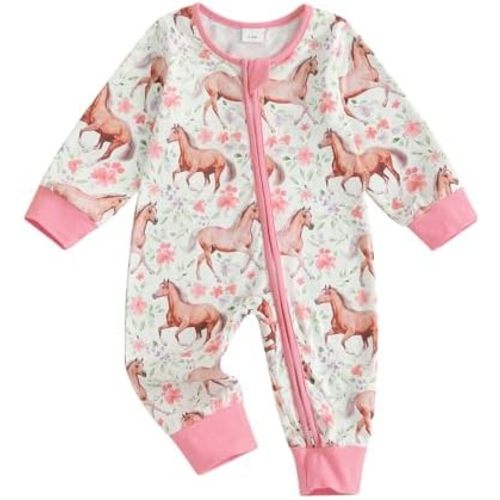 Lefyira Western Baby Girl Jumpsuit Long Sleeve Zipper Romper Cow Print Bodysuit Newborn Cowgirl Outfit Infant Fall Clothes