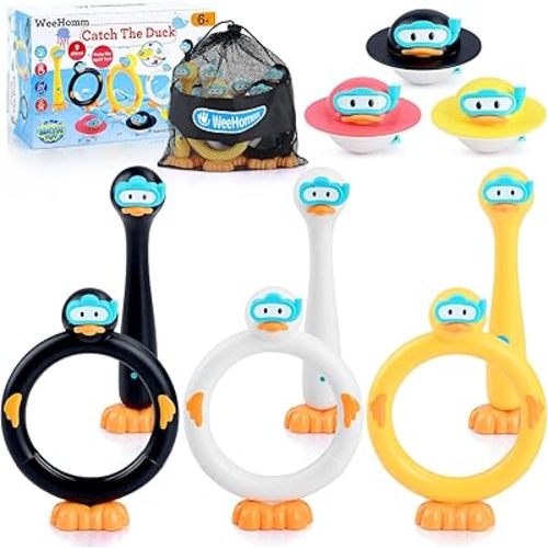 Wee Homm | 9 Piece Swimming Pool Diving Rings, Summer Duck Dive Sticks with Duck Float Toys