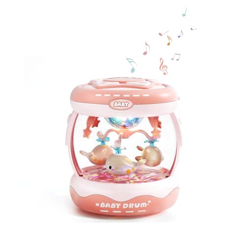 Jovow Baby Light Up Musical Toys for 6-12 Months,Rotating Crawling Tummy Time Infant Toys for Toddler 12-18 Months,Early Learning Baby Toy Gifts for Babies 3-6 7 8 9 12-18 Month(Pink)