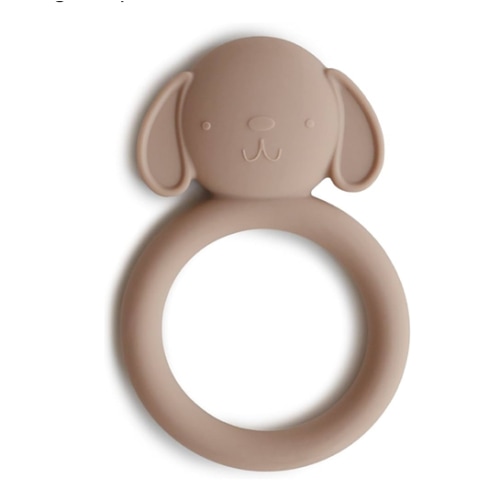 mushie Silicone Baby Teether Toy | Dog Brown