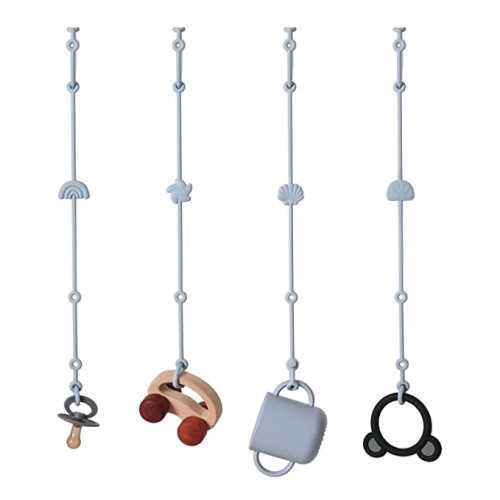 Andy Bear Toy Straps for Baby Toy Safety Straps Silicone High Chair Toys Straps Toddler Bottle Straps for Strollers, High Chair, Cribs, Car Seat, Stroller Accessories, Baby Pacifier Clip-Dusty Blue