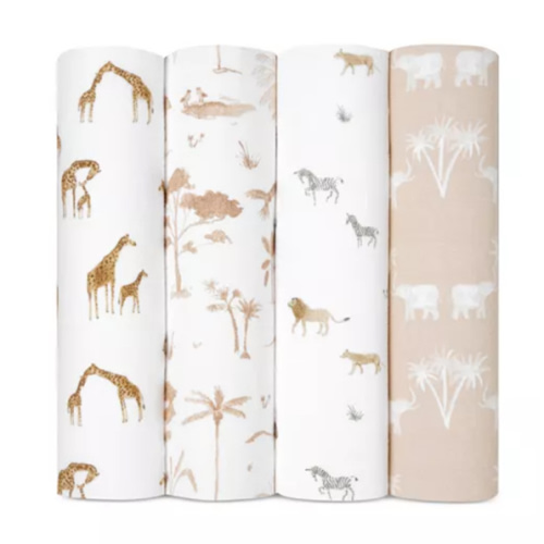 Muslin Swaddles Safari Dreams, Pack of 4