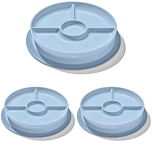 OXO Tot Stick and Stay Suction Divided Plate - Dusk (Pack of 3)